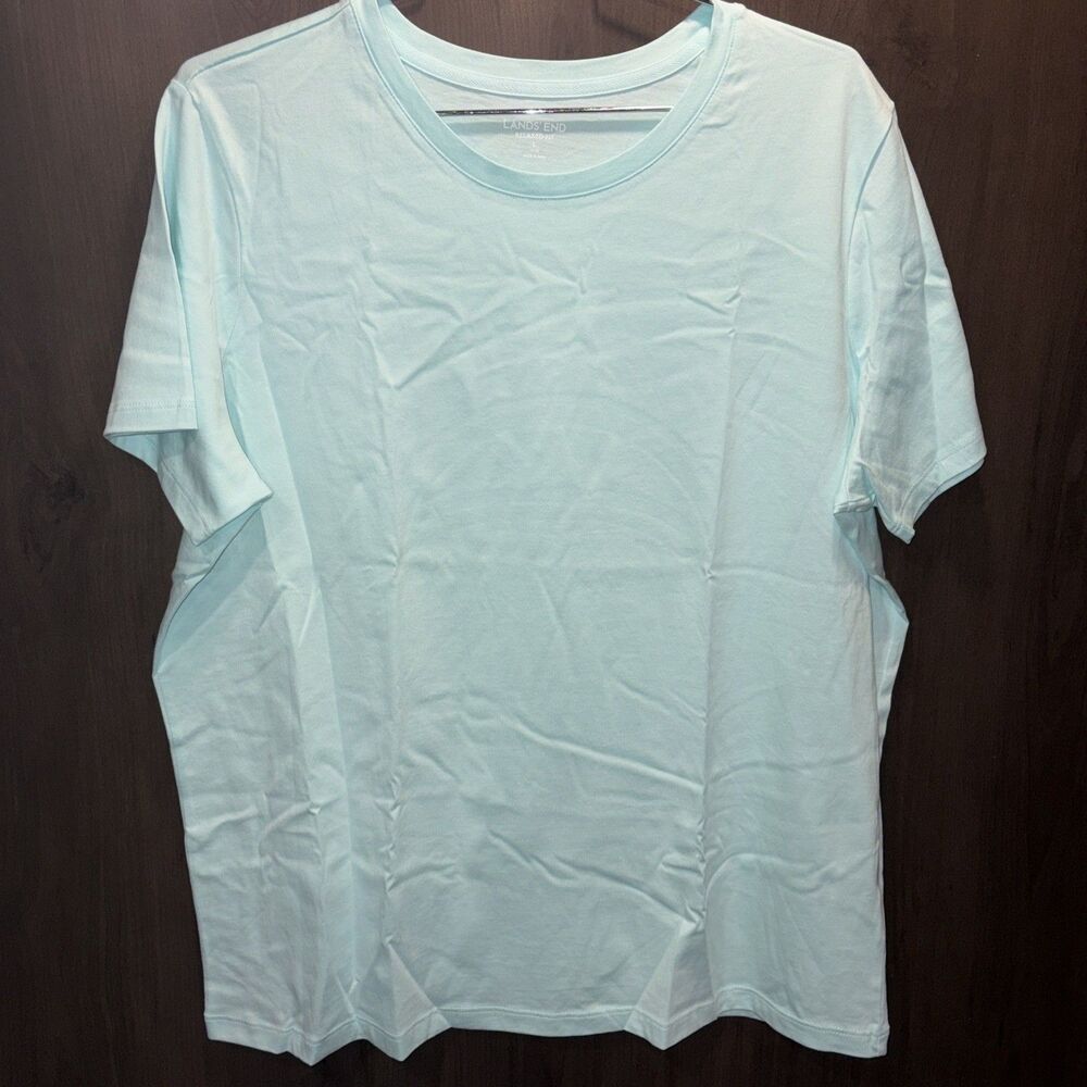 Land’s End Relaxed Suprema Crew T-Shirt Seafoam Blue